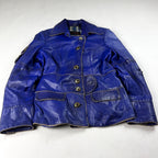 Franco Favori Vintage Real Leather Jacket Small Blue