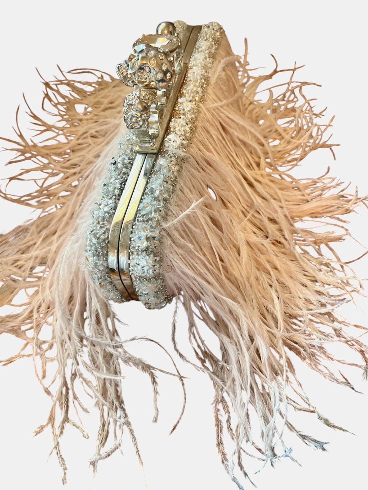 Alexander McQueen Vintage Pink Feather Knuckle Duster Skull Clutch