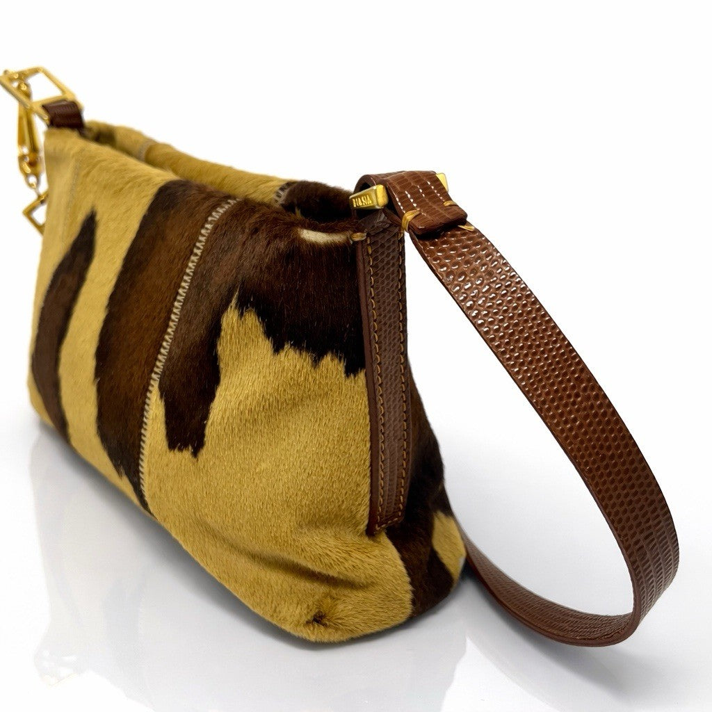 FRANCESCO BIASIA Vintage Animal Print Patchwork  Shoulder Bag