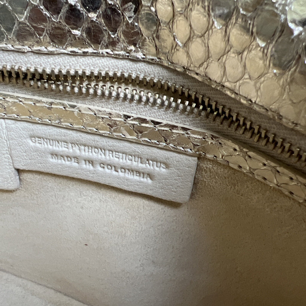 Nancy Gonzalez Clutch Gold Snakeskin Exotic Leather Envelope Evening Bag