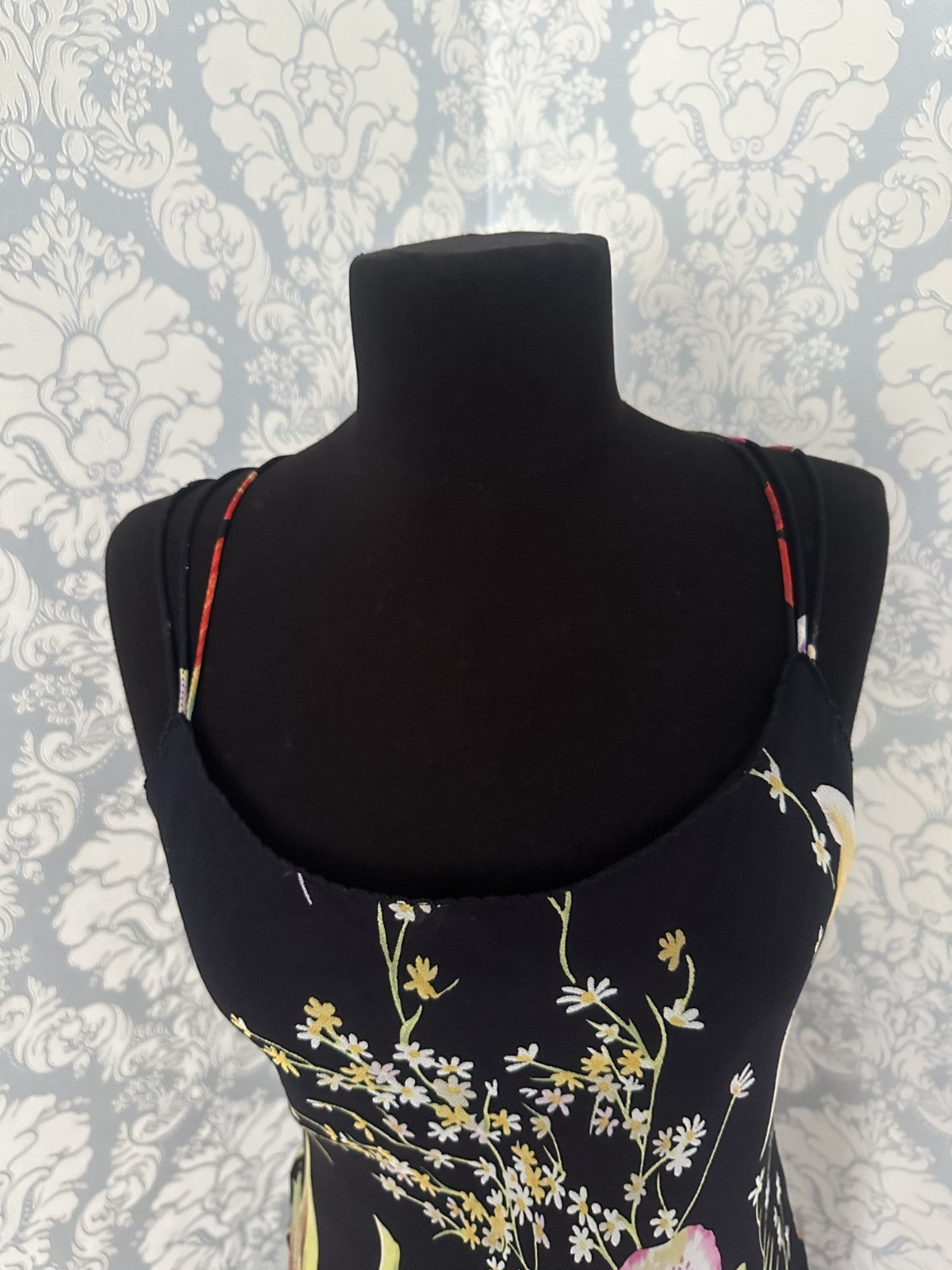 René Derhy Y2K Floral Spider Back Midi Dress