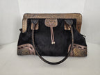 Cavalcanti Italy Black Leather Calf Hair and Cowhide Handbag