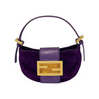 FENDI Vintage FF Logo Micro Croissant Suede Pochette Mini Bag Purple Glitter