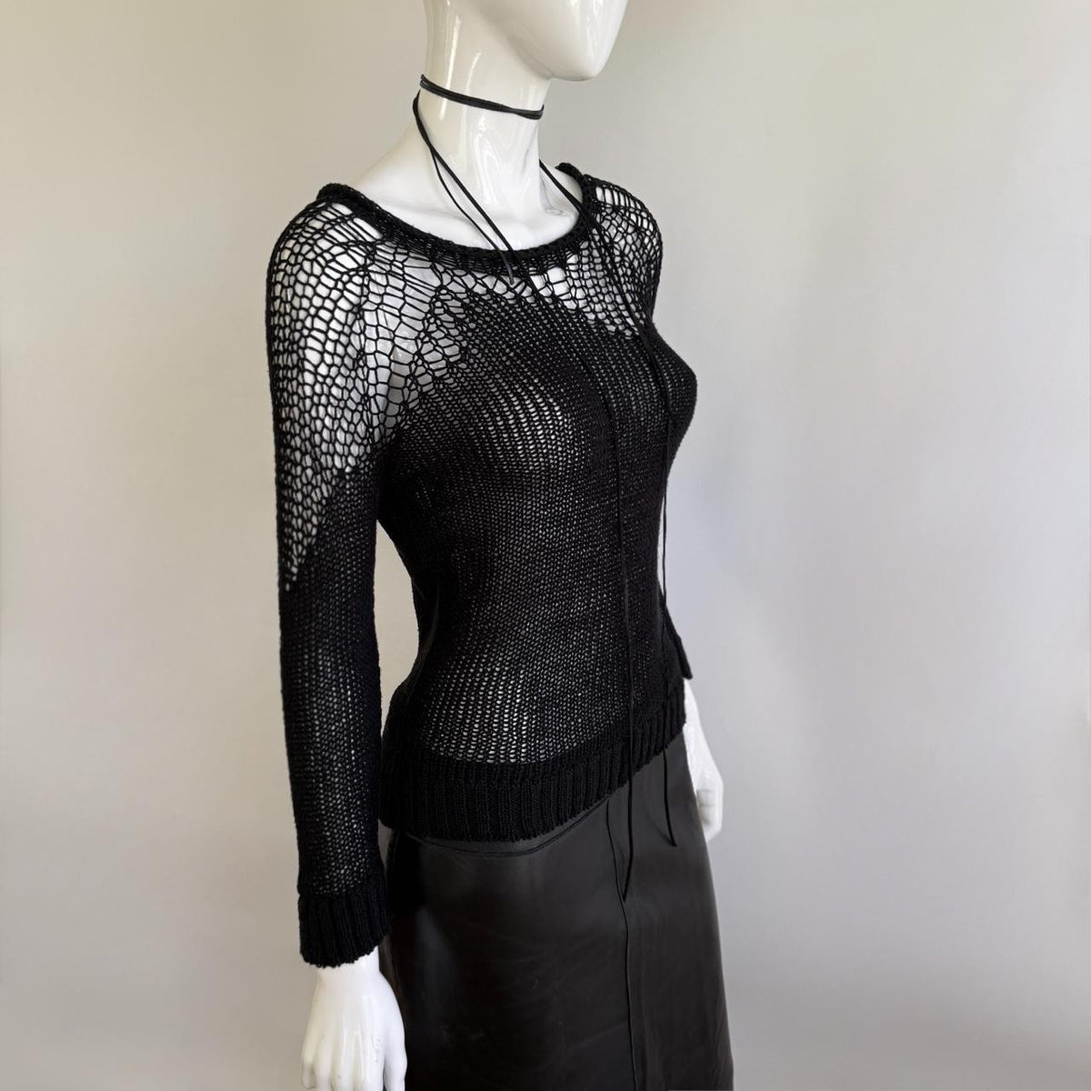 Cop Copine Open-Knit Mesh Sweater Top Small