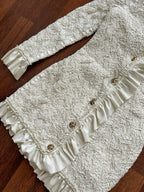 Alexander Wang Smocked Ruffle Long Jacket Dress S In Vintage White