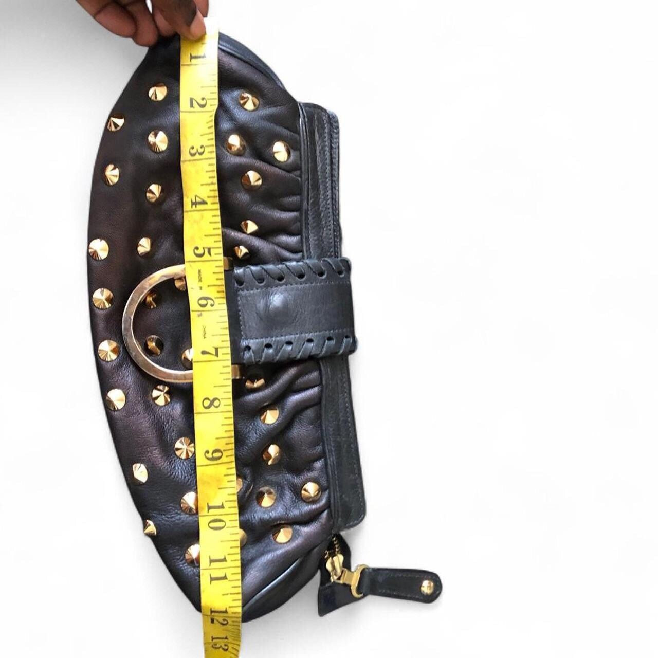 BE&D Metallic Leather Fold Over Clutch