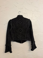 Double D Ranch Studded Leather Suede Jacket in Black, Size S