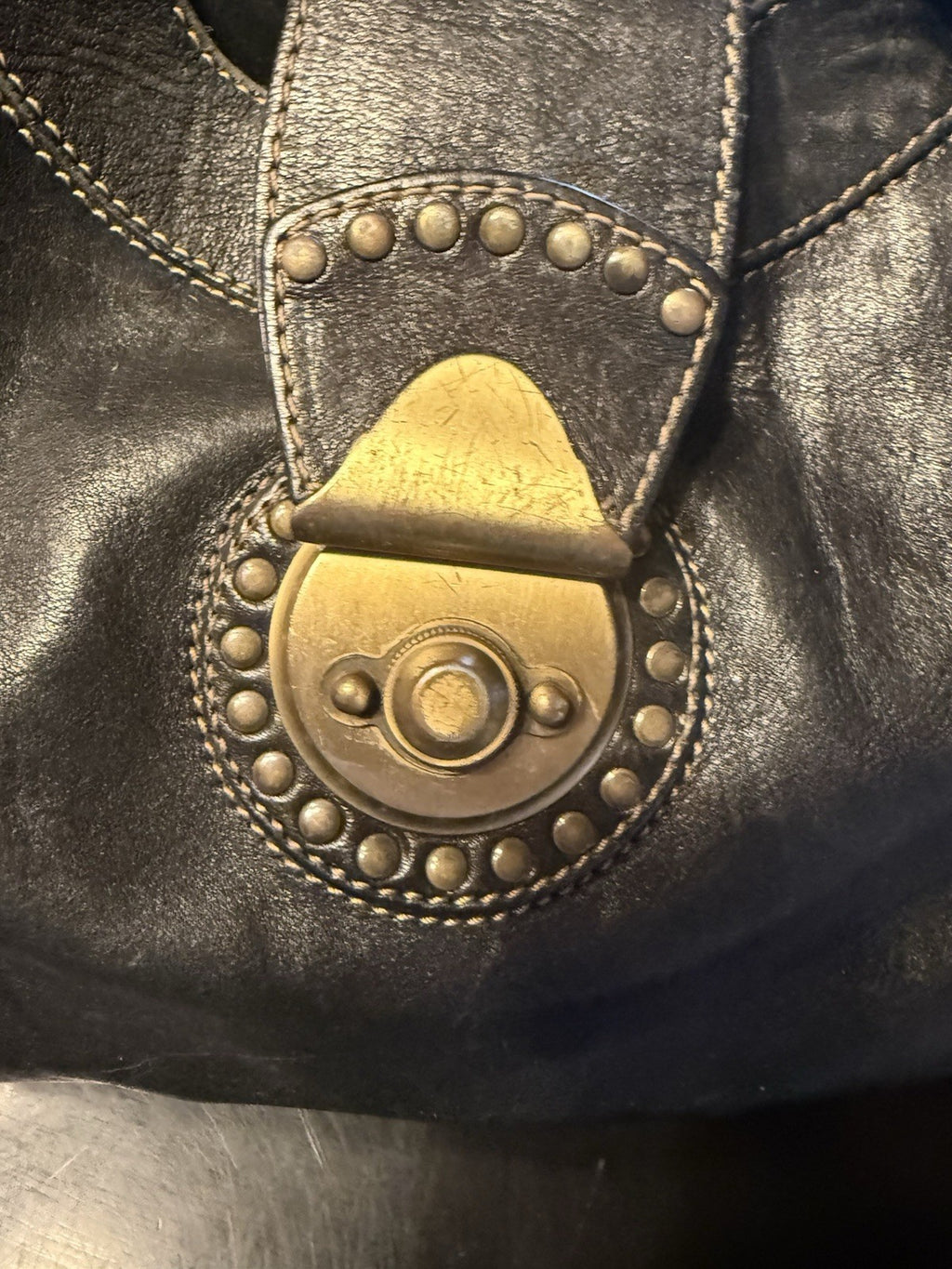 Francesco Biasia Studded Leather Hobo Satchel