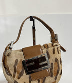Vtg Fendi Leopard Print Pony Hair Croissant Bag