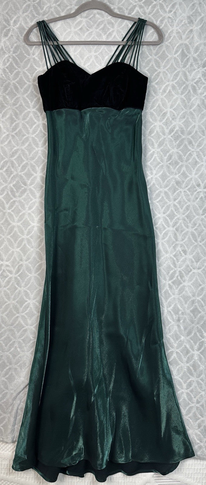 Vintage Green Iridescent Black Velvet Dress