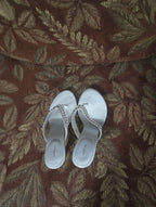 Vintage X-Appeal Zaza Metallic Silver Rhinestone Chain Kitten Heels