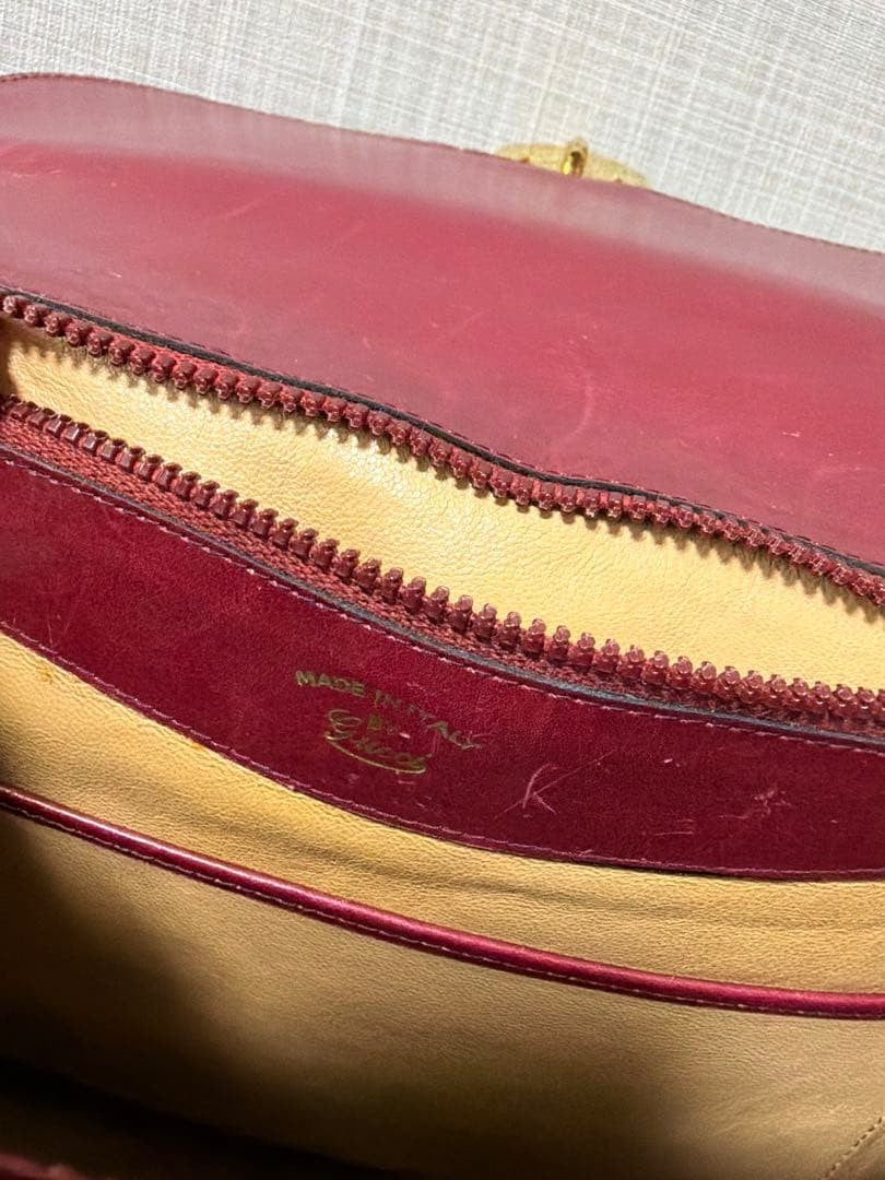 Gucci Interlocking G Shoulder Bag Suede Leather Bordeaux