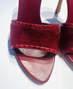 Vintage Gucci Tom Ford Red Lizard GG Crystal Beads Heels