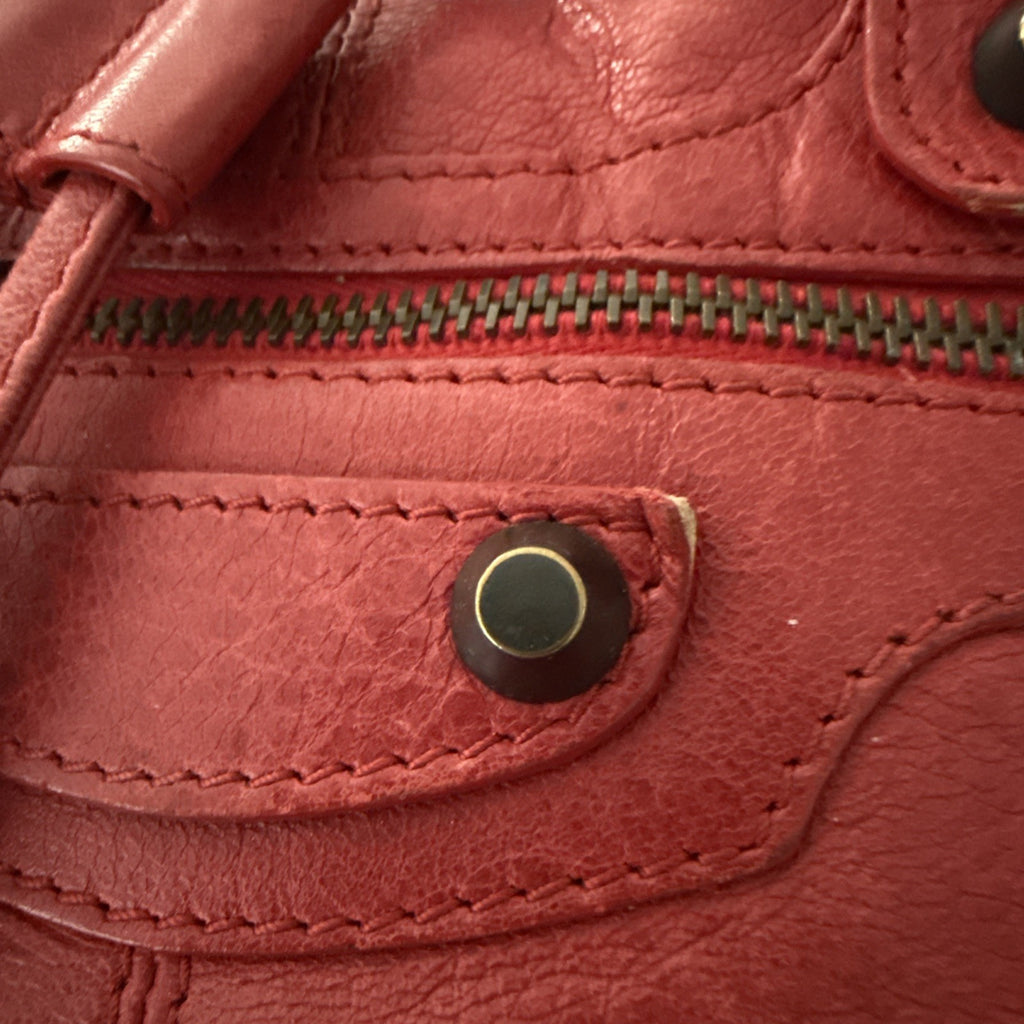 Vintage Balenciaga class mini pompon leather hand bucket bag with double handle