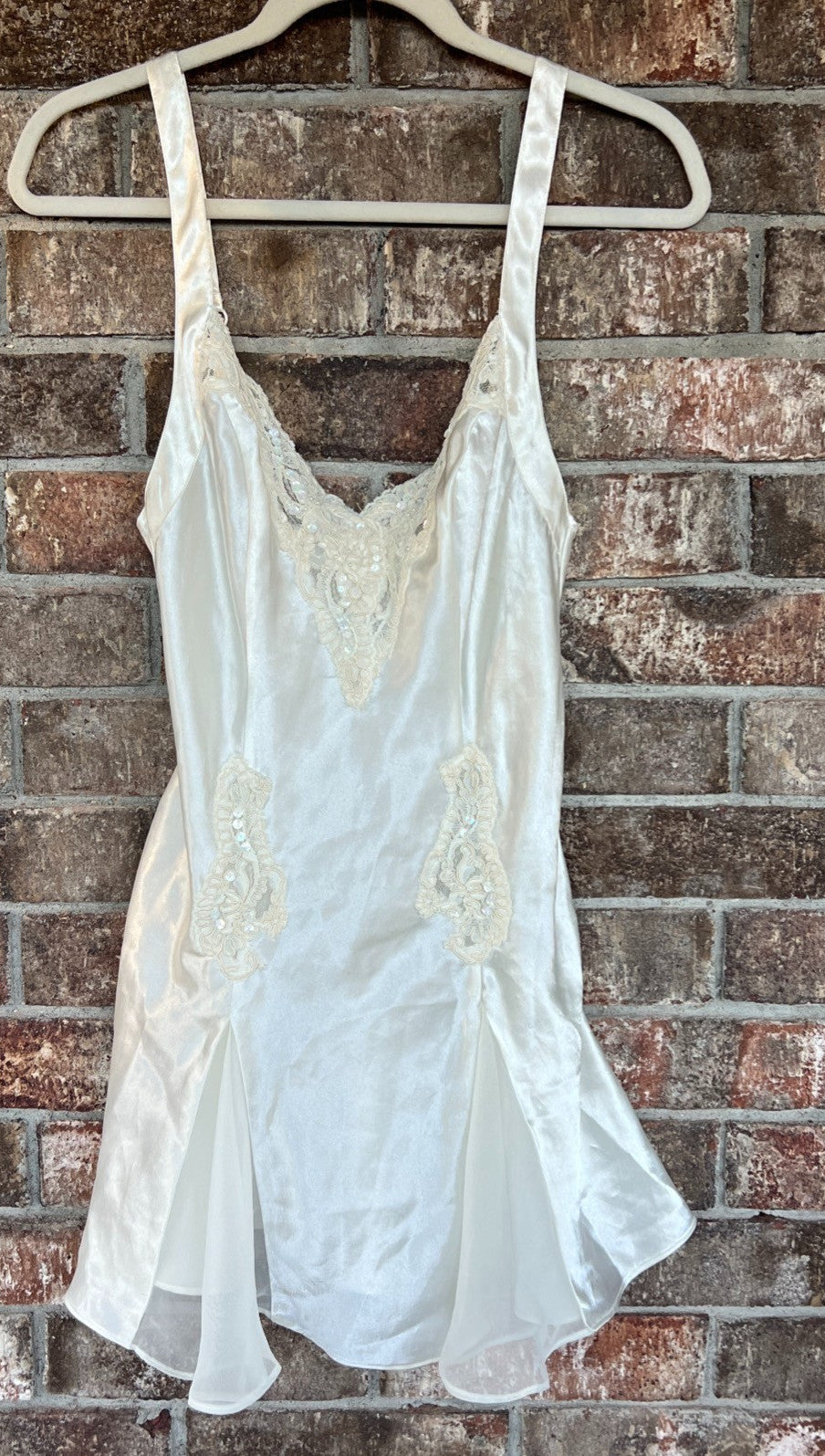 Vtg Victoria's Secret Slip Dress Chemise Sz S Ivory Lingerie 90s Coquette Bridal