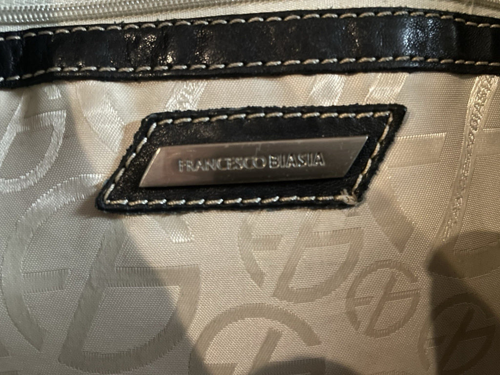 Francesco Biasia Y2K Black Leather Studded Hobo Shoulder Bag Large