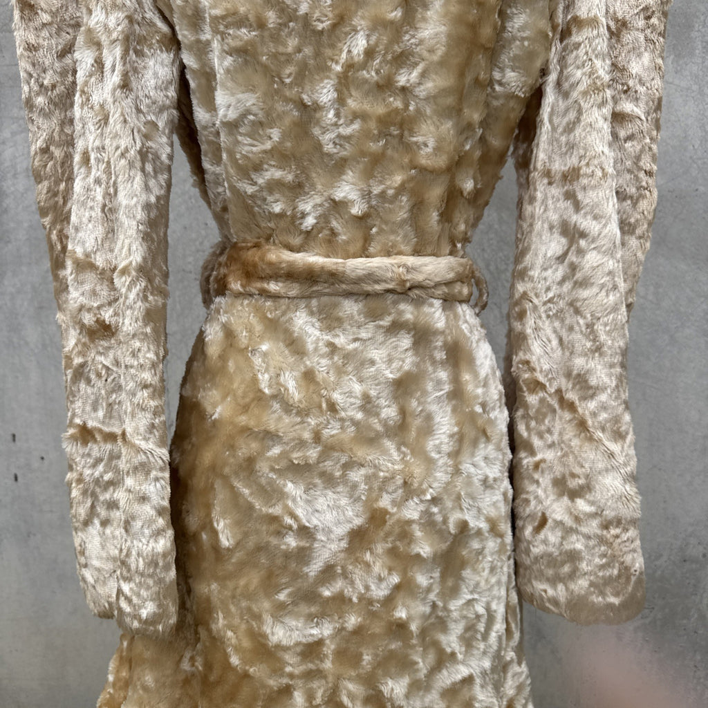 Vintage 1930s Fuzzy Plush Teddy Bear Dressing Gown Robe Coat Art Deco Dress