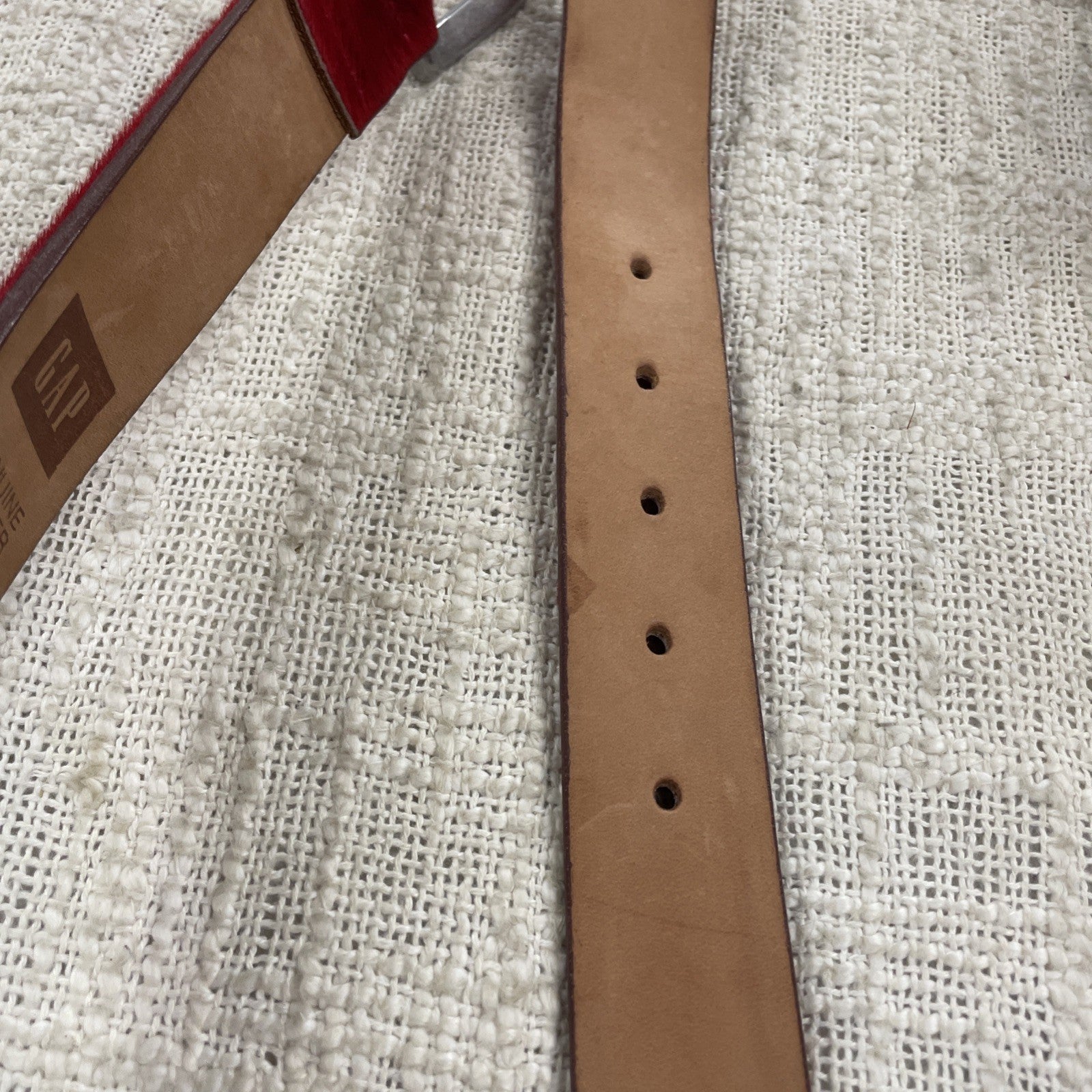 Vintage Gap Genuine Leather Red Pony Hair Textured Belt Size S/M