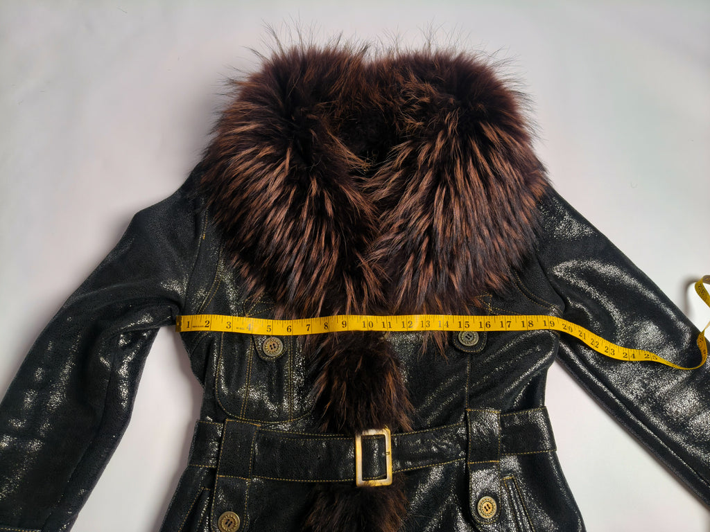 Penny Lane Belted Sheepskin Shearling Coat Size L