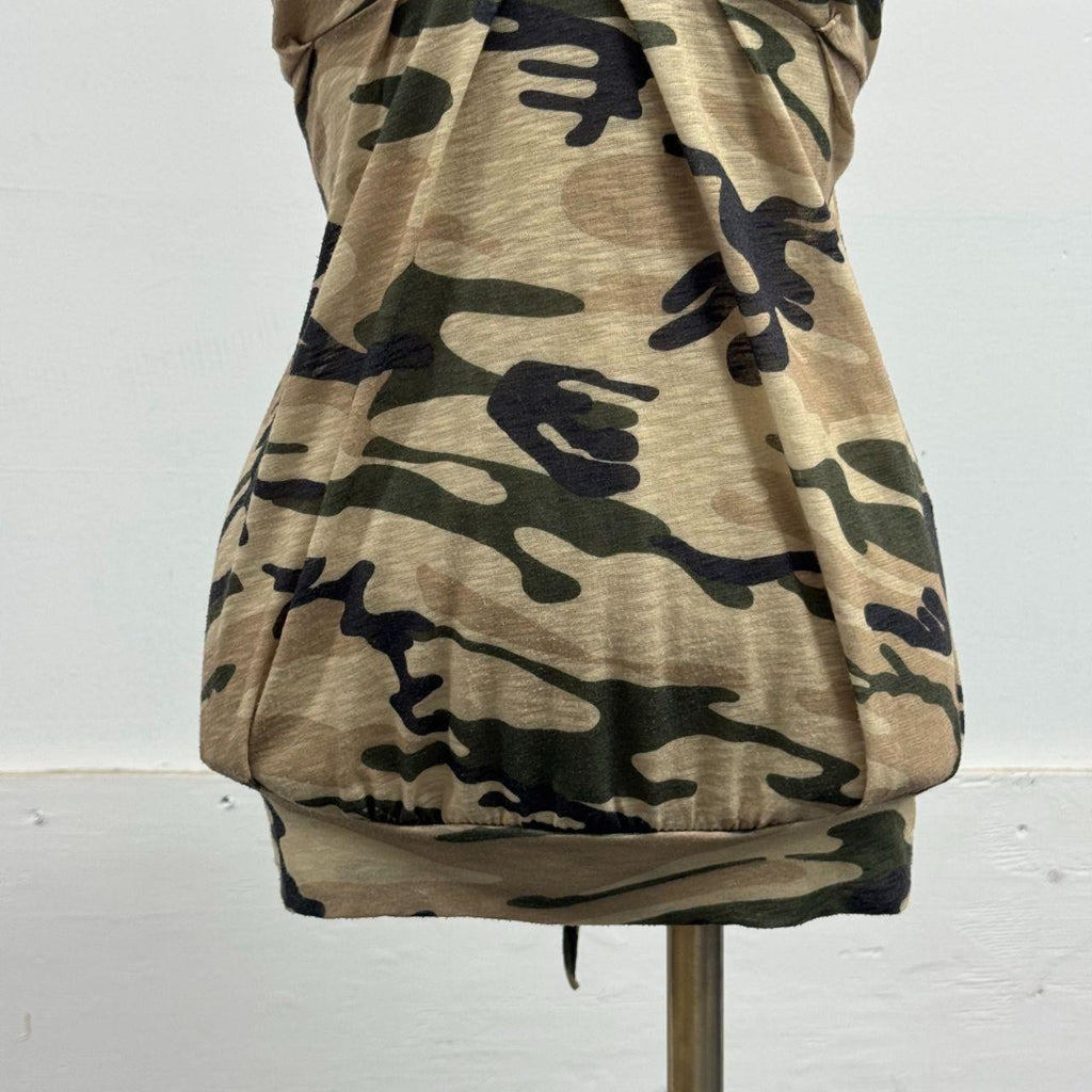 Cache Cache Vintage Green Camouflage Babydoll Cami Top