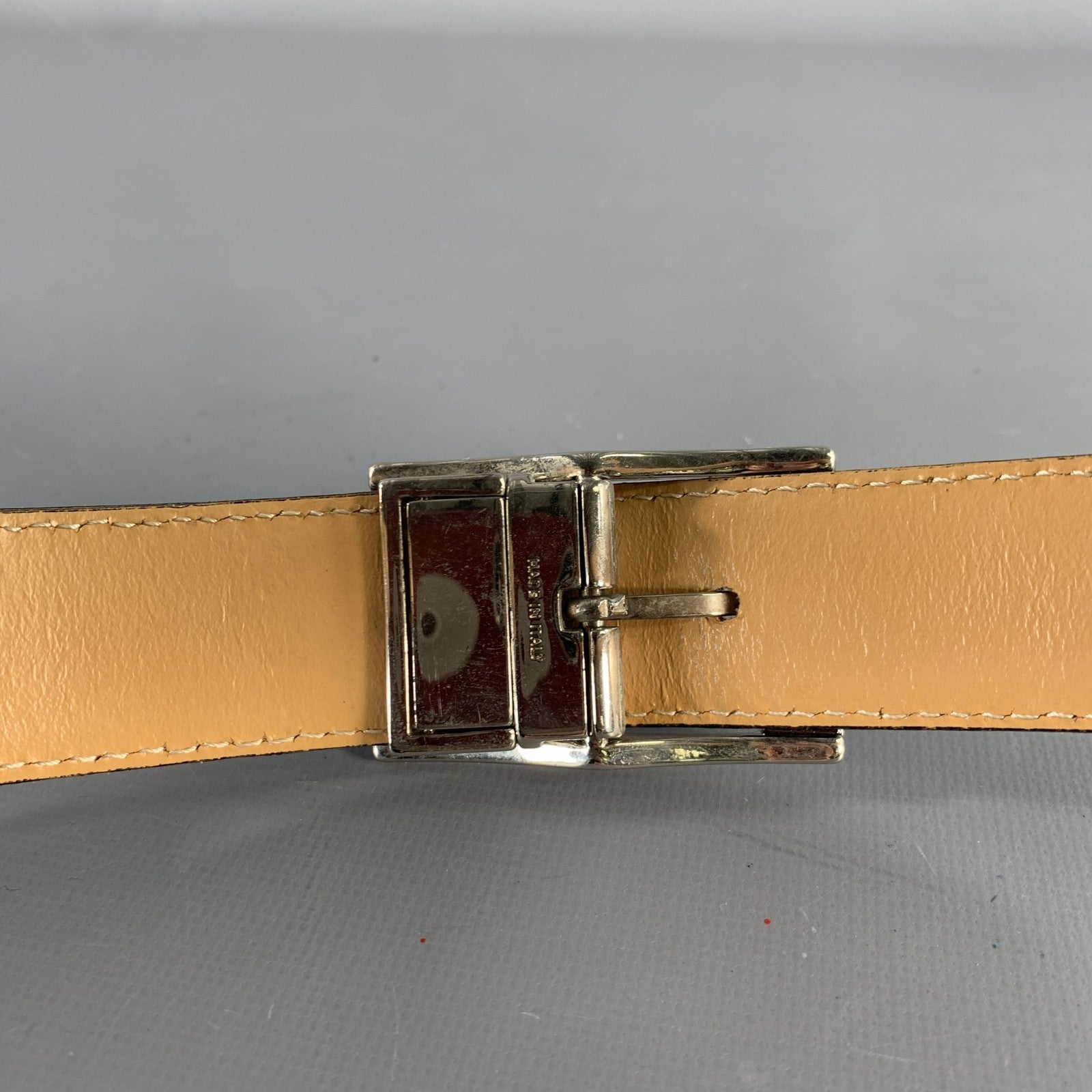 VINTAGE Size 34 Beige Pony Hair Leather Belt