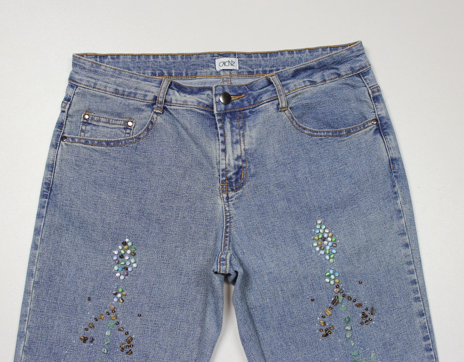 Cache Y2K Embellished Flared Denim Jeans Size 8