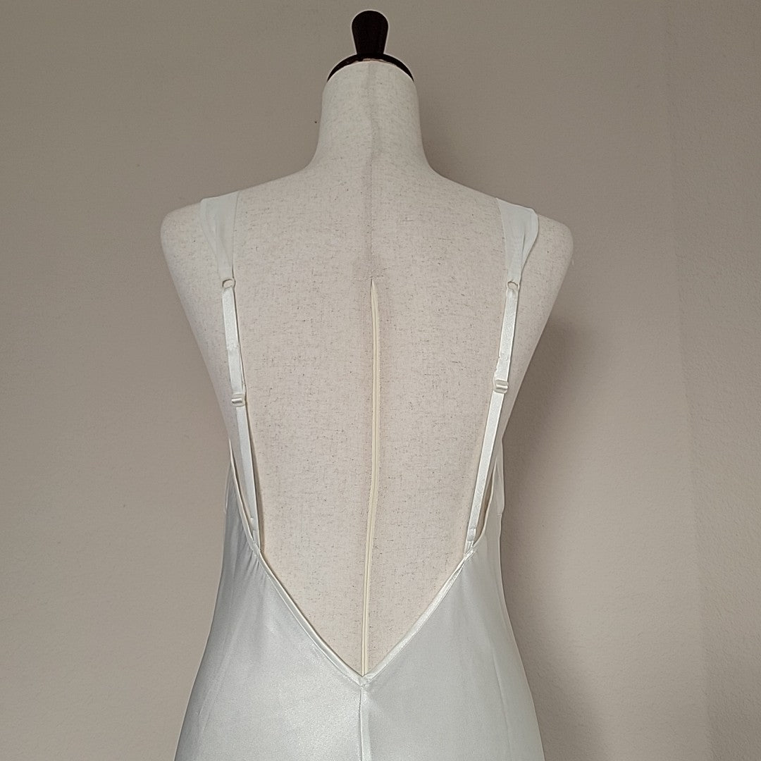 Vintage Victorias Secret Ivory Slip Dress Womens Size M Sequins Lace Bridal Y2K