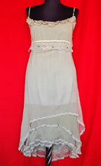 LM Lulu Paris Polka Dot Silk Dress Beige US 10