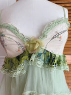 LM Lulu Green Multi Floral Appliqué Mesh Cami Top Size S