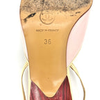 Vintage Chanel Pastel Pink Cap Toe Slingback Kitten Heel Pointed Toe Pumps 36