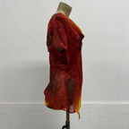 Vintage Y2K Ombré Sunset 100% Mulberry Silk Chiffon Top