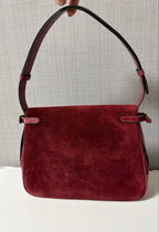 Gucci Interlocking G Shoulder Bag Suede Leather Bordeaux