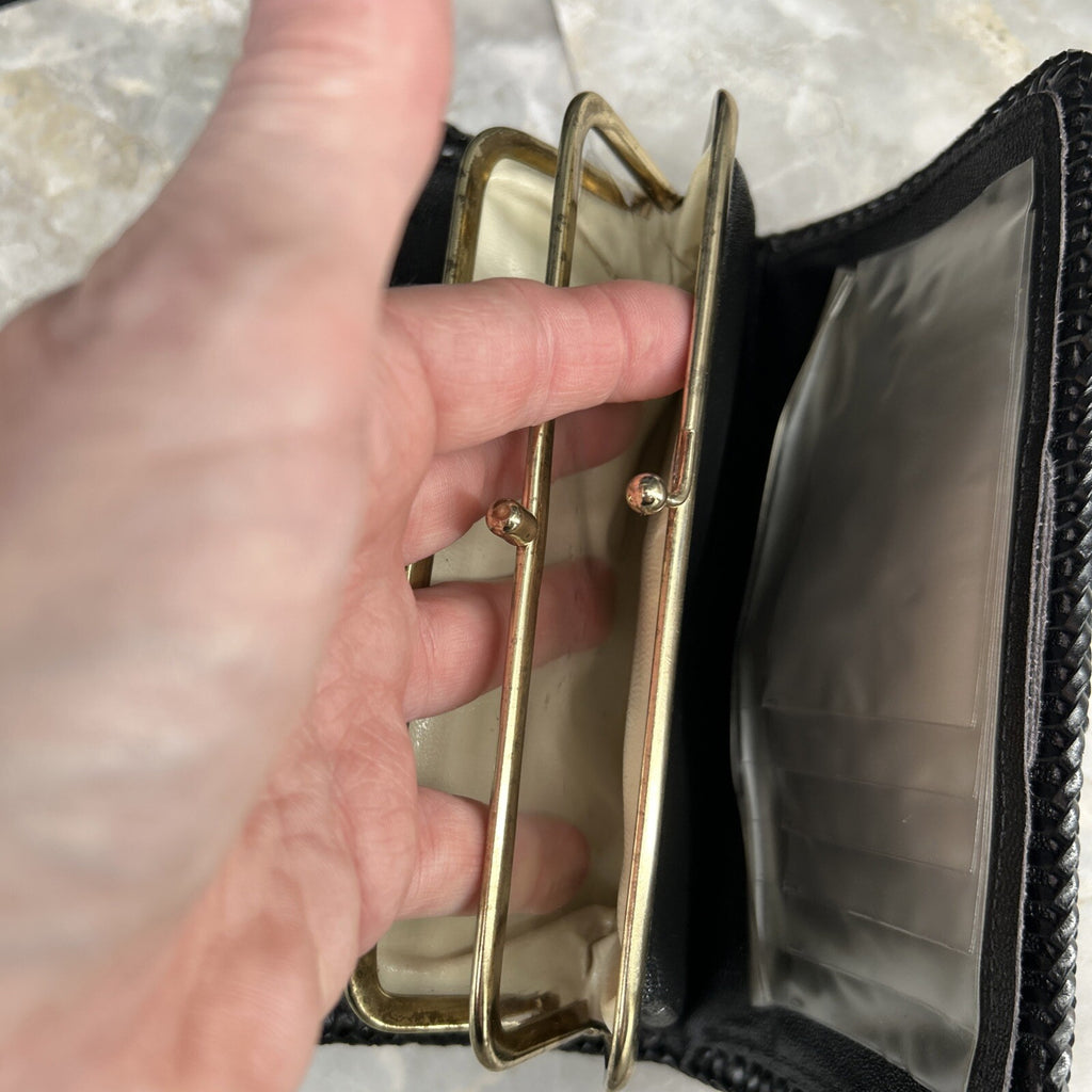 Vintage Handmade Python Skin Clutch Check Wallet With Pen Holder