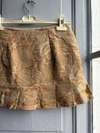 Y2K Brocade Two Piece Set Gold Floral Corset Top and Mini Skirt