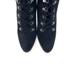 Manolo Blahnik 2015 Fringed Laceup Siouxi 105 Suede Knee High Heeled Boots 37.5