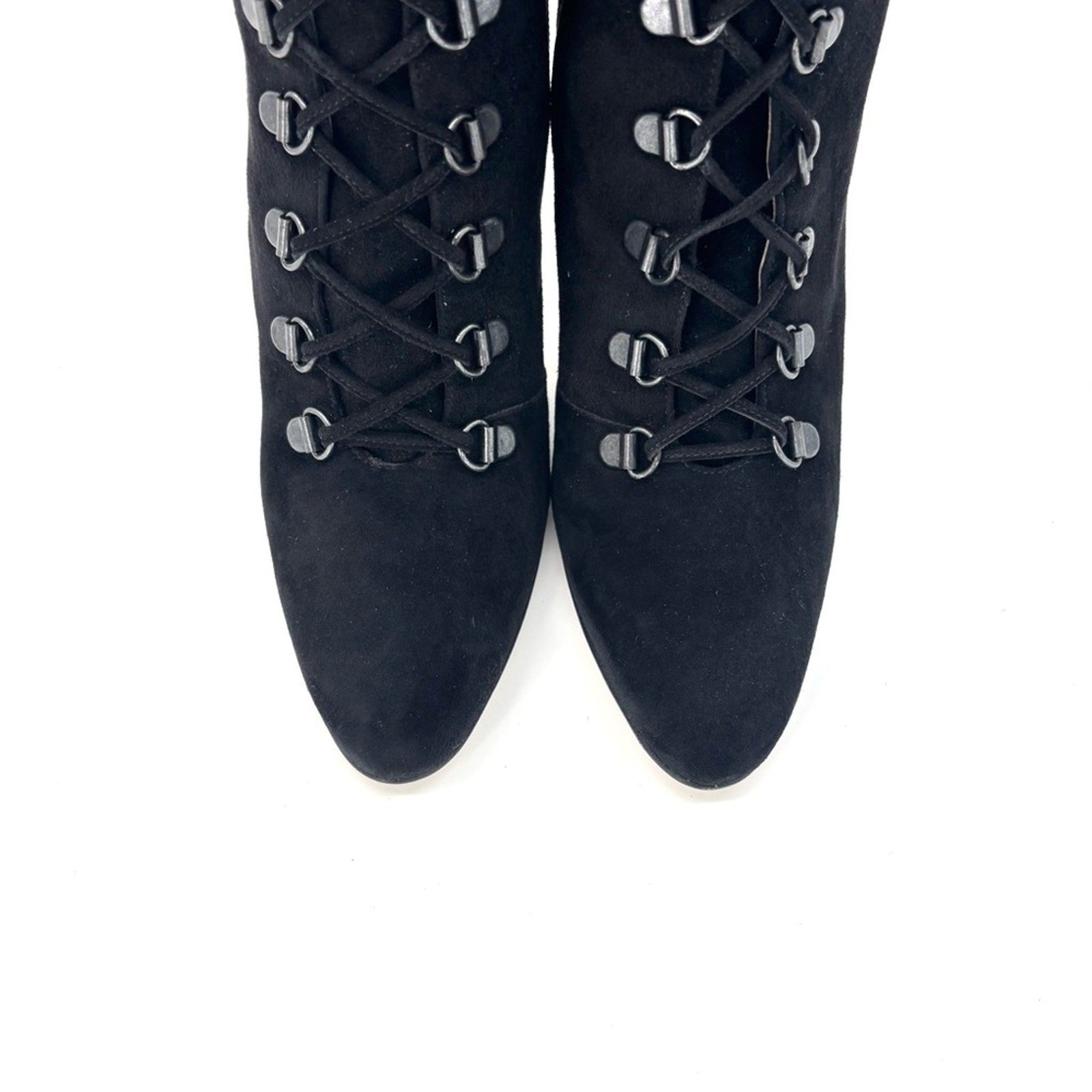Manolo Blahnik 2015 Fringed Laceup Siouxi 105 Suede Knee High Heeled Boots 37.5