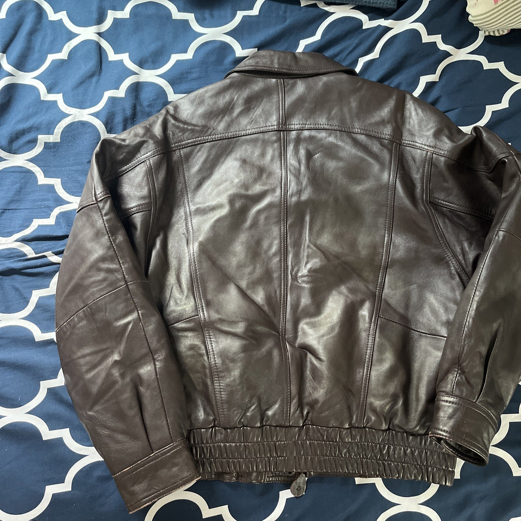 Vintage New Zealand Outback Bomber Jacket Leather Dark Brown Medium