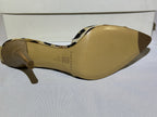 Casadei Natural Leopard Print Beige Leather Ankle Strap Heel 8.5
