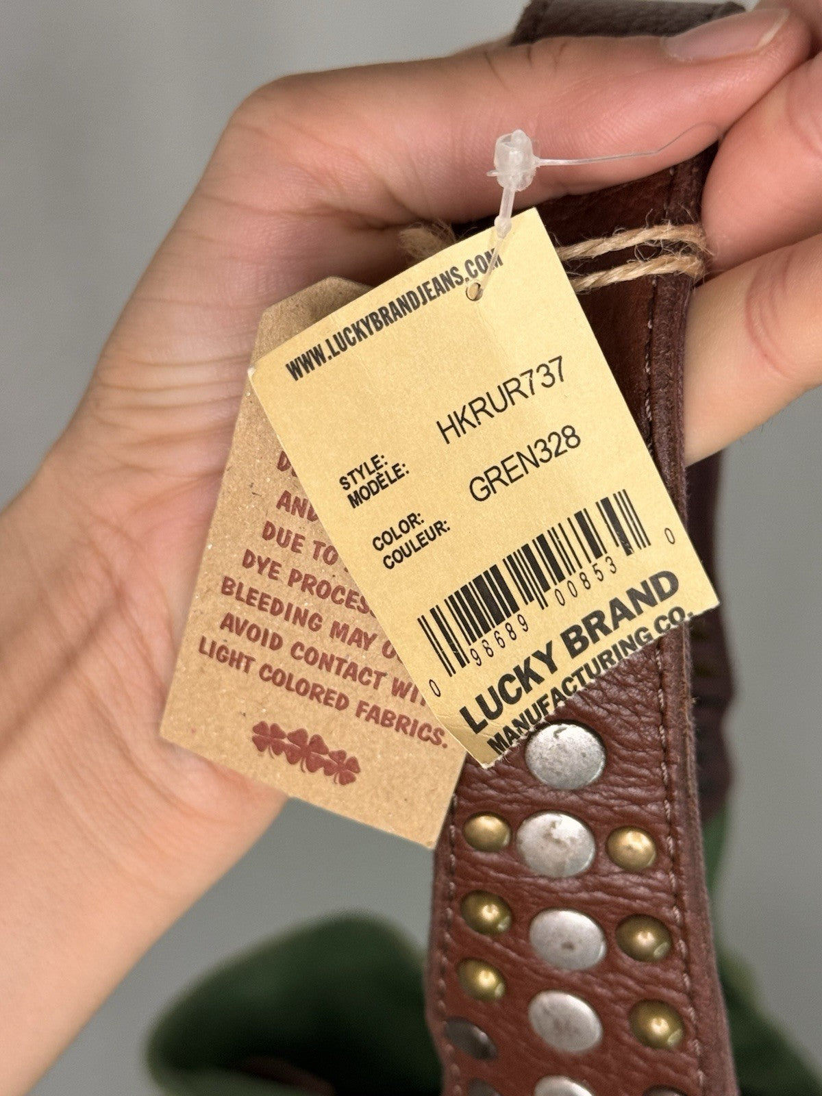 Lucky Brand Y2K Green Suede Studded Hobo Shoulder Bag