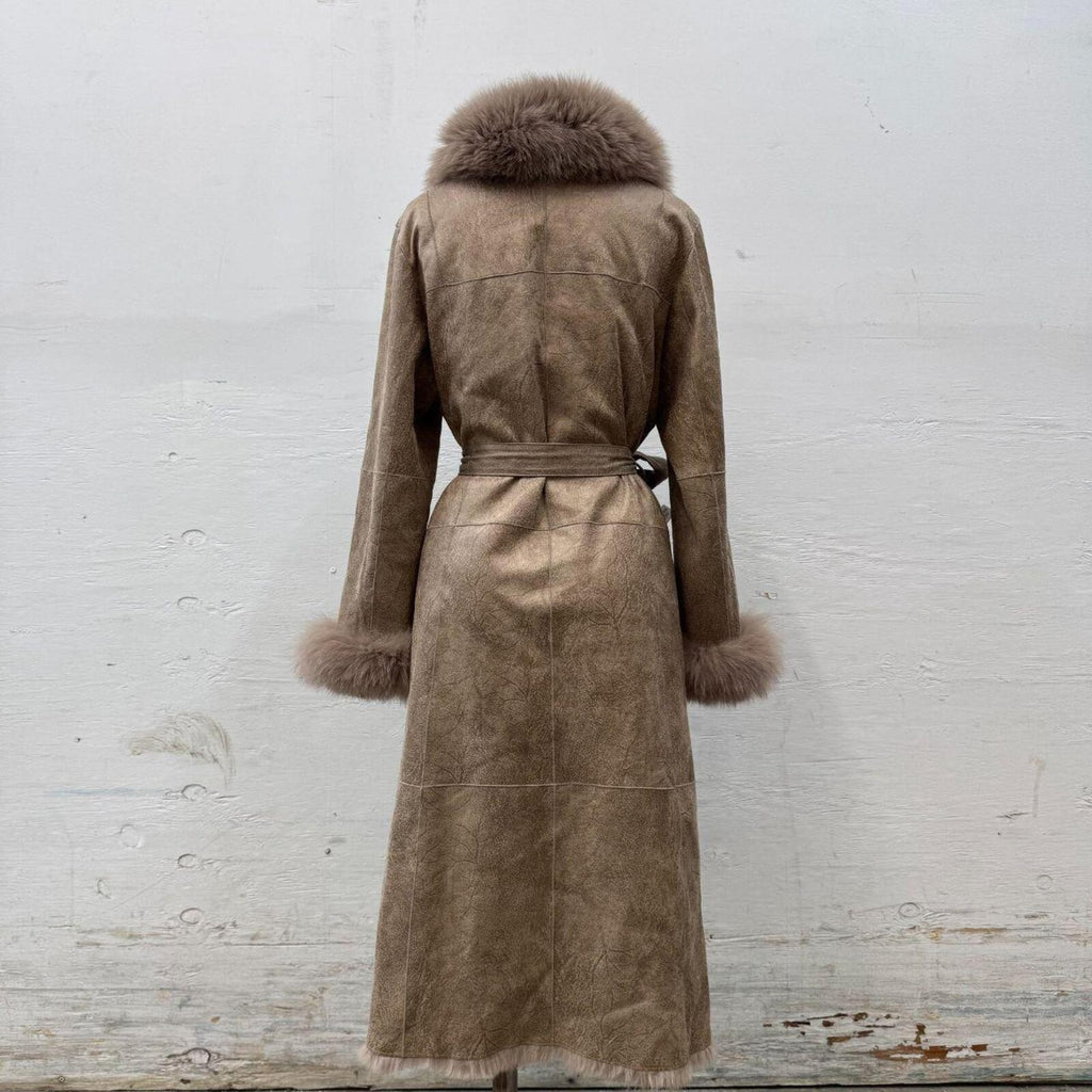 Vintage Deerskin and Fox Fur Trench Coat