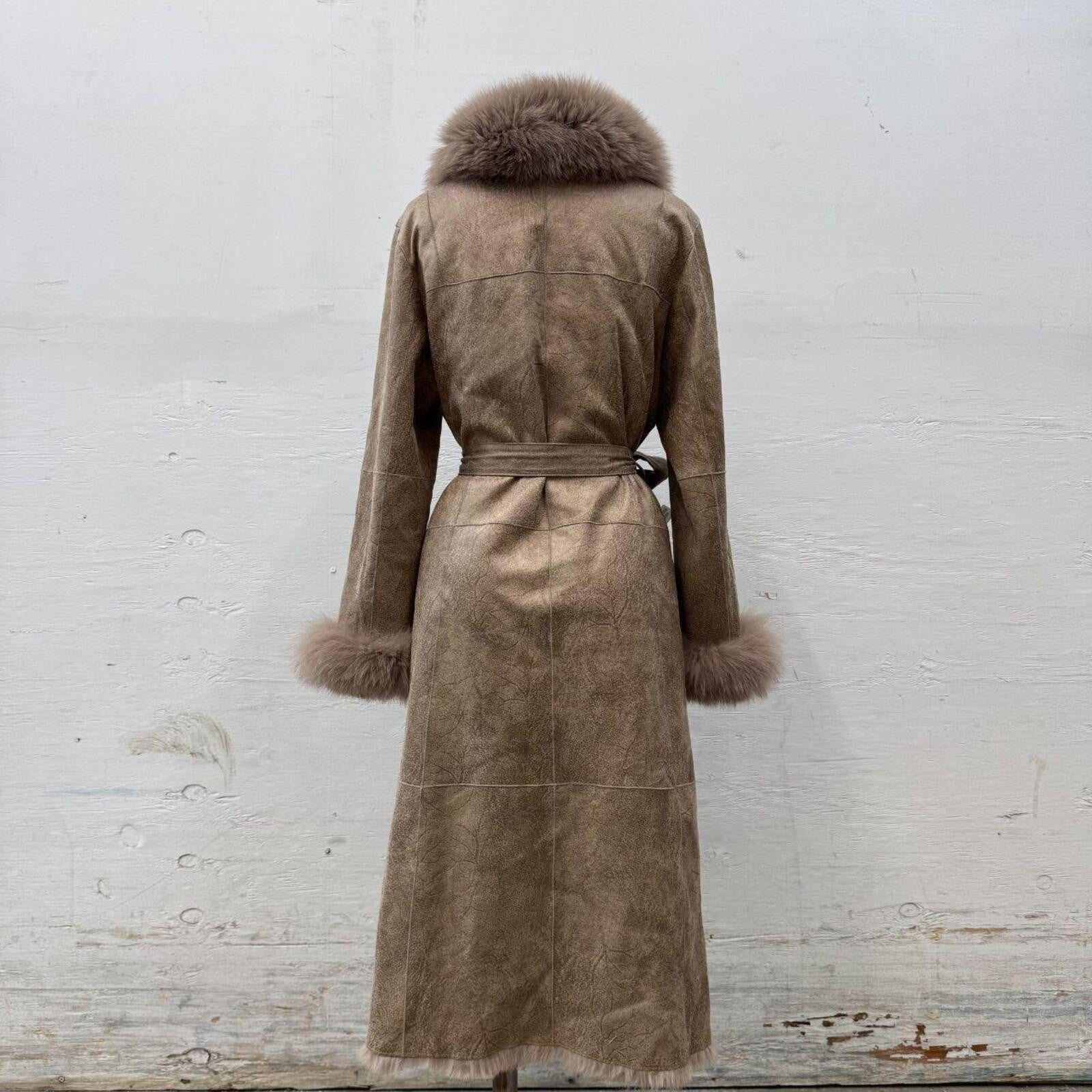Vintage Deerskin and Fox Fur Trench Coat