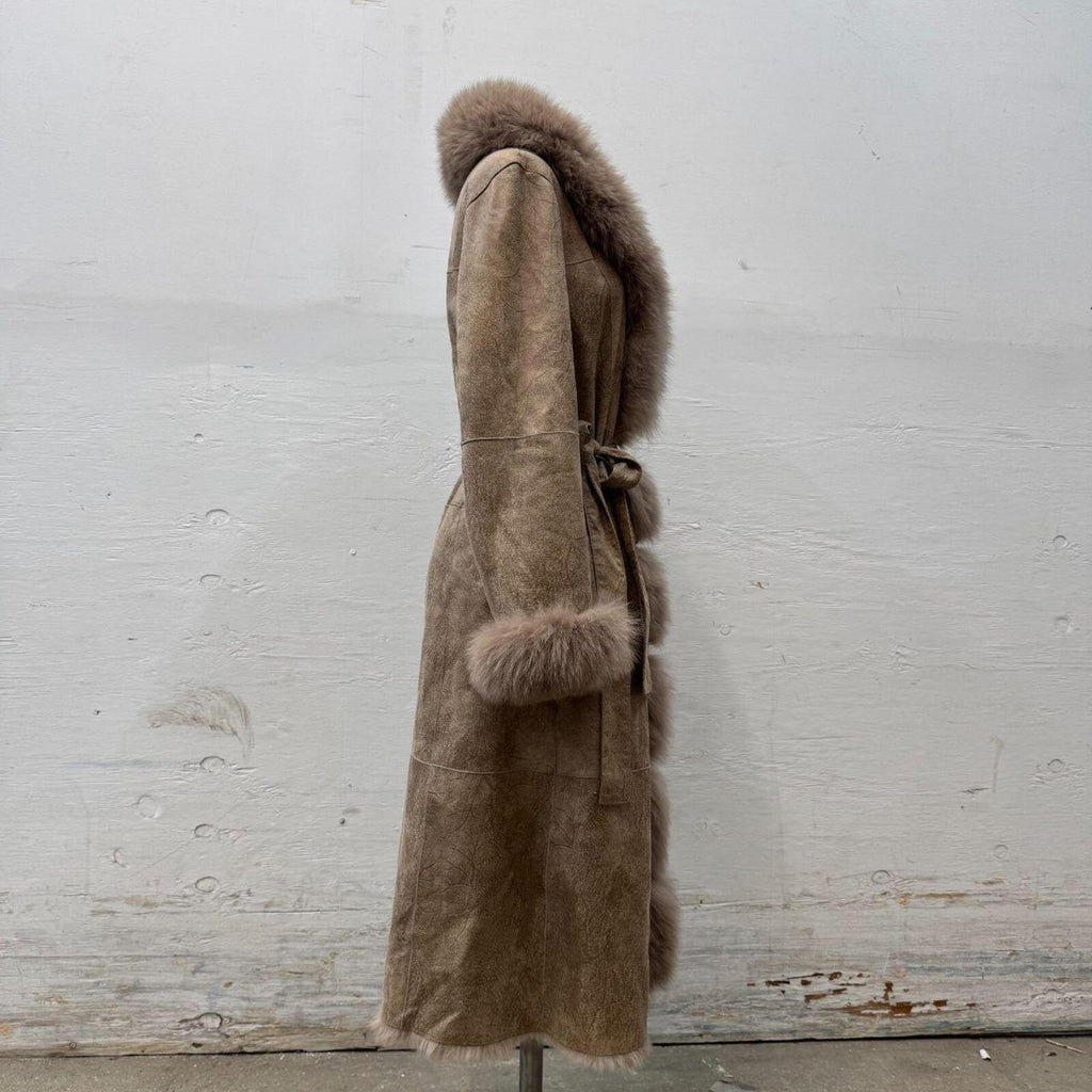 Vintage Deerskin and Fox Fur Trench Coat