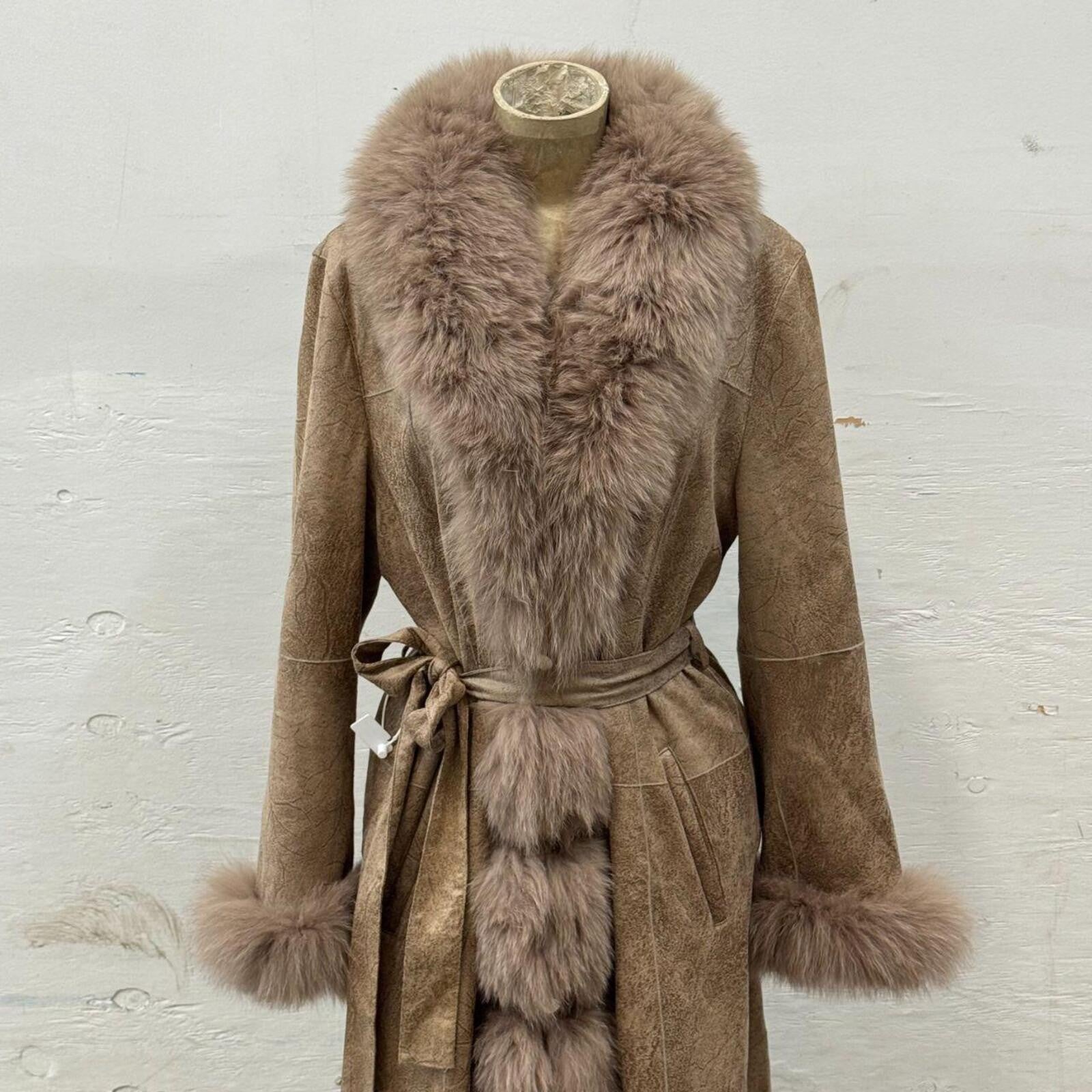 Vintage Deerskin and Fox Fur Trench Coat