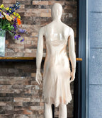 Vestido de cetim vintage autêntico Dolce & Gabbana com acabamento em renda 42IT-