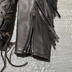 Vintage Route 66 Jacket Leather Fringe Front Zip Black Womens 12 Biker Rodeo