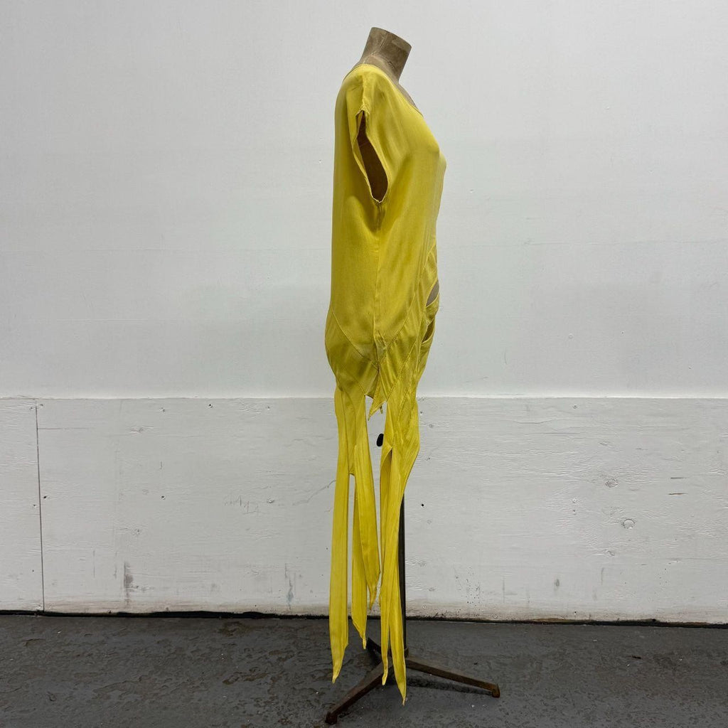 Vintage D&G Dolce & Gabbana Yellow Silk Asymmetric Shredded Top