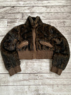 CROPPED 2000s JAPANESE ISSEY MIYAKE STYLE RARE LUXURY FAUX FUR  JACKET