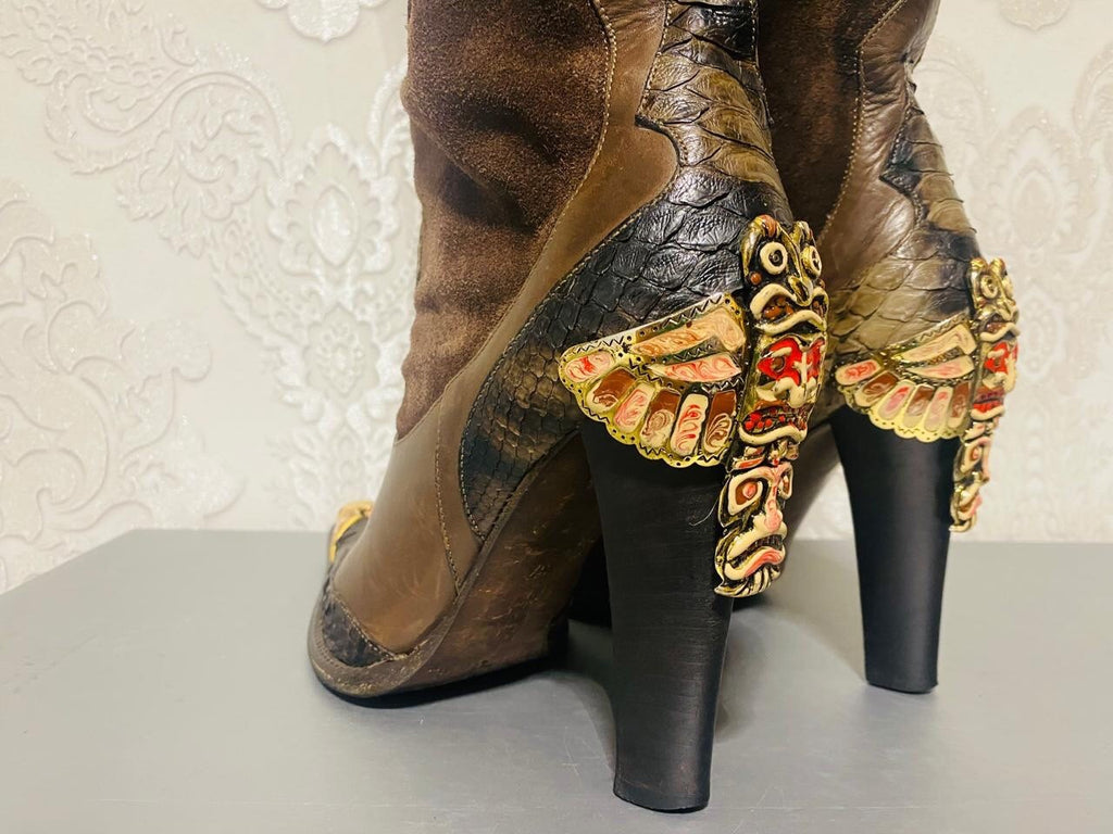 Gianmarco Lorenzi Limited Cowboy Women Boots Very Sexy Heels Size 37