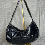 Vintage GUESS Black Baguette Shoulder Bag Y2K Buckle Faux Leather