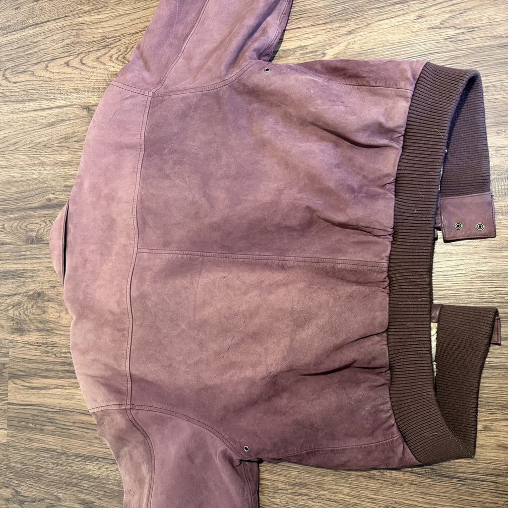 VTG Global Identity GIII Leather Aviator Bomber Jacket Men L Map Lined Purple